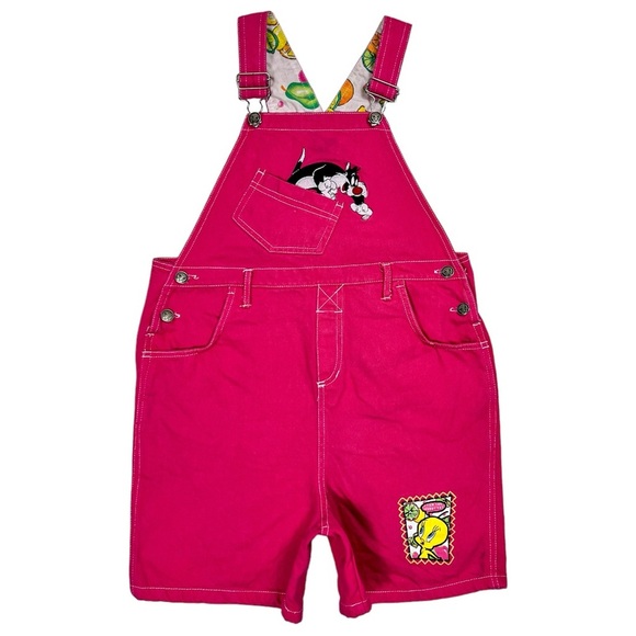 Vintage Looney Tunes Shortall Denim Overalls - Picture 1 of 7